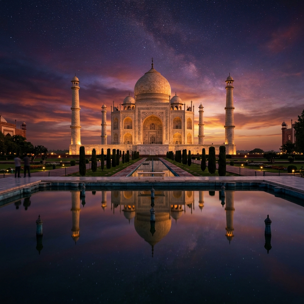 Taj Mahal India at dusk - Intro Travels India